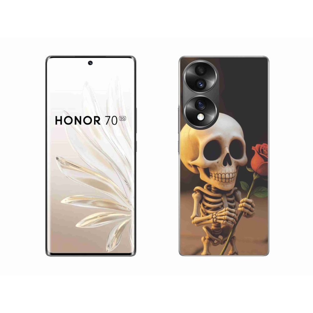 Gél borítás mmCase a Honor 70-hez - csontváz rózsával