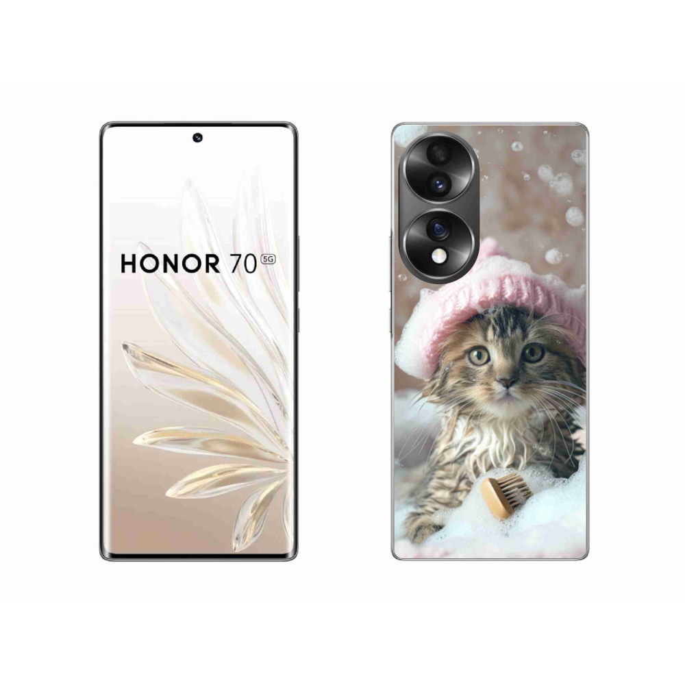 Zselés borítás mmCase a Honor 70 - cica és fürdetőhöz