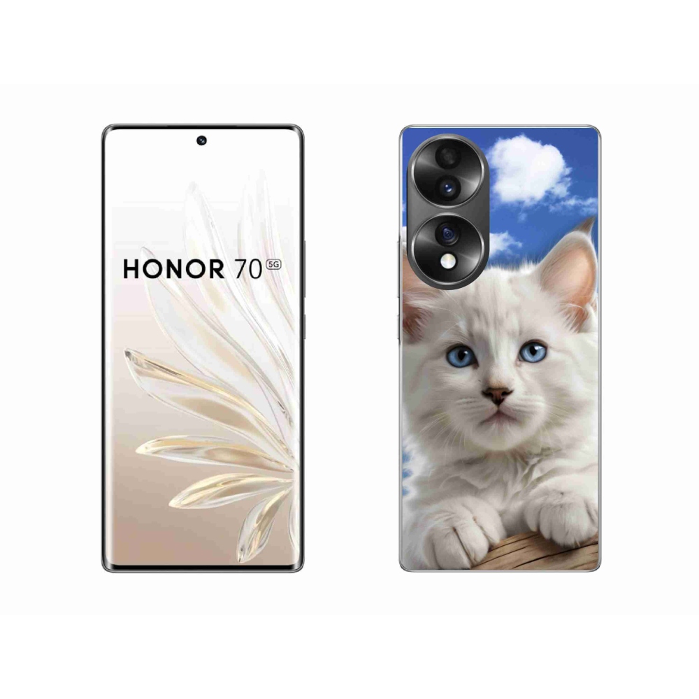 Zselés borítás mmCase a Honor 70-hez - cica és felhők