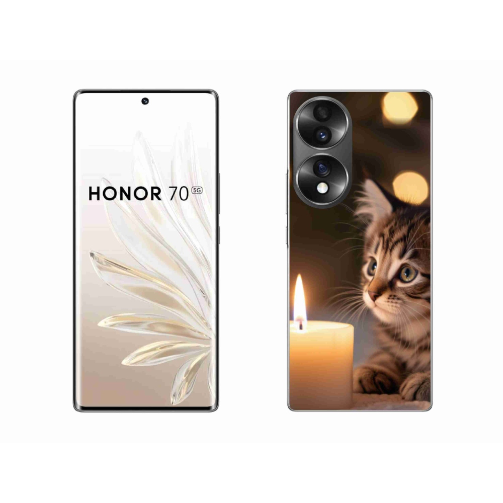 Zselés borítás mmCase a Honor 70-hez - cica és gyertya