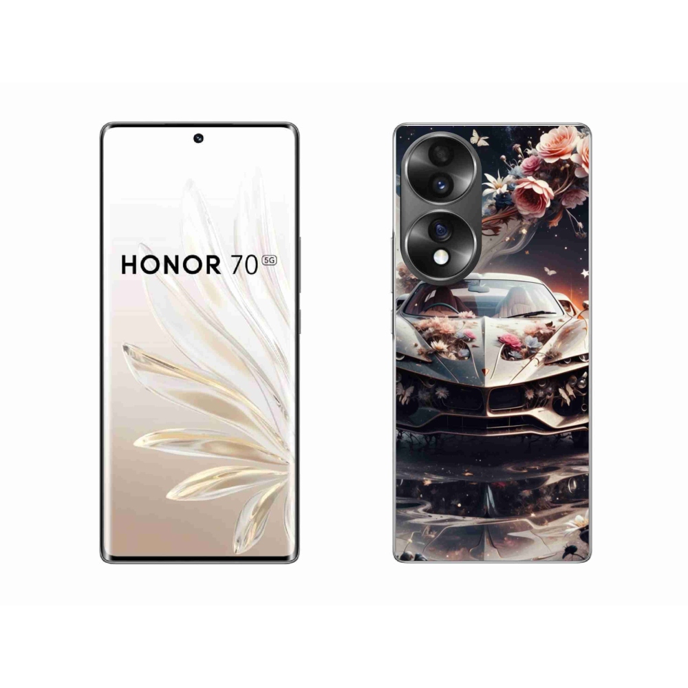 Gél borítás mmCase a Honor 70 - virágos sportkocsihoz