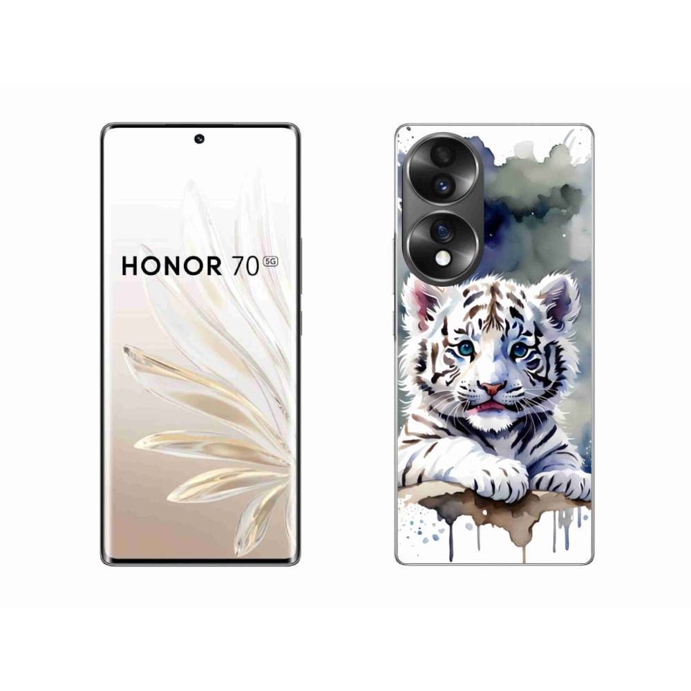 Zselés borítás mmCase a Honor 70-hez - fehér tigriskölyök