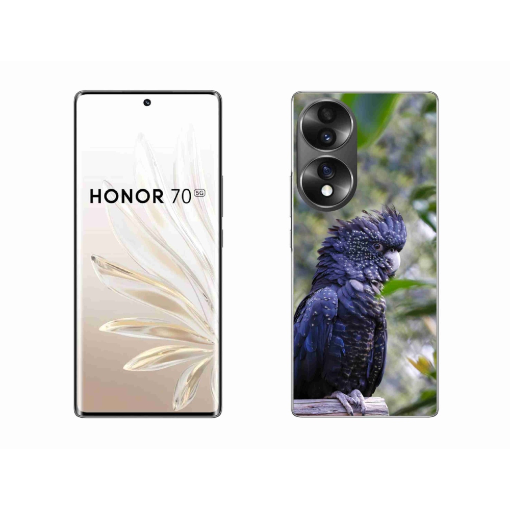 Zselés borítás mmCase a Honor 70 készülékhez - papagáj kakadu fekete