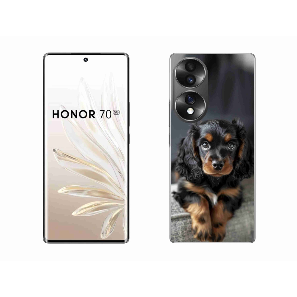 Gél borítás mmCase a Honor 70-hez - aranyos hosszúszőrű tacskóhoz