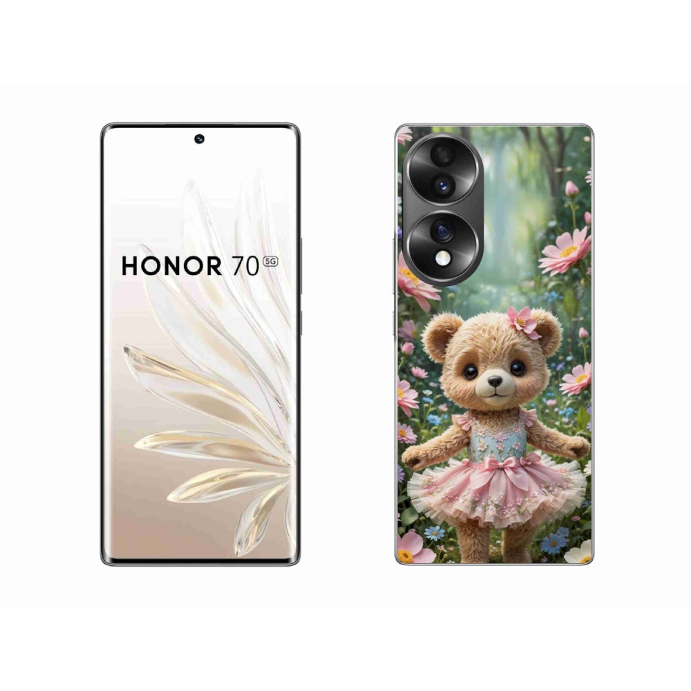 Zselés borítás mmCase a Honor 70 készülékhez - aranyos virágos mackó