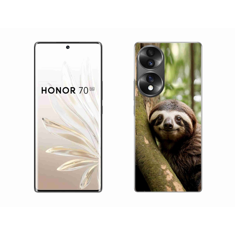 Zselés borítás mmCase a Honor 70 készülékhez - mosolygó lajhár