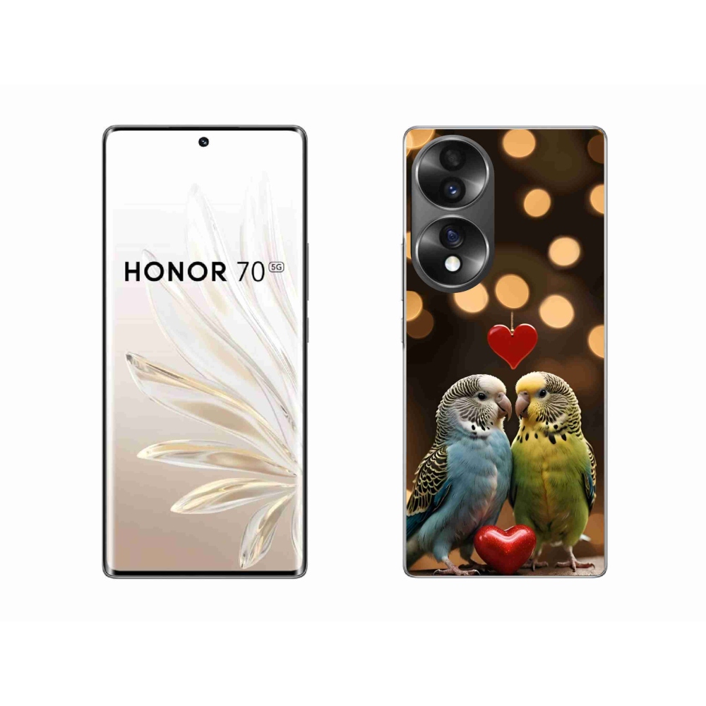 Zselés borítás mmCase a Honor 70 készülékhez - szerelmes papagájok