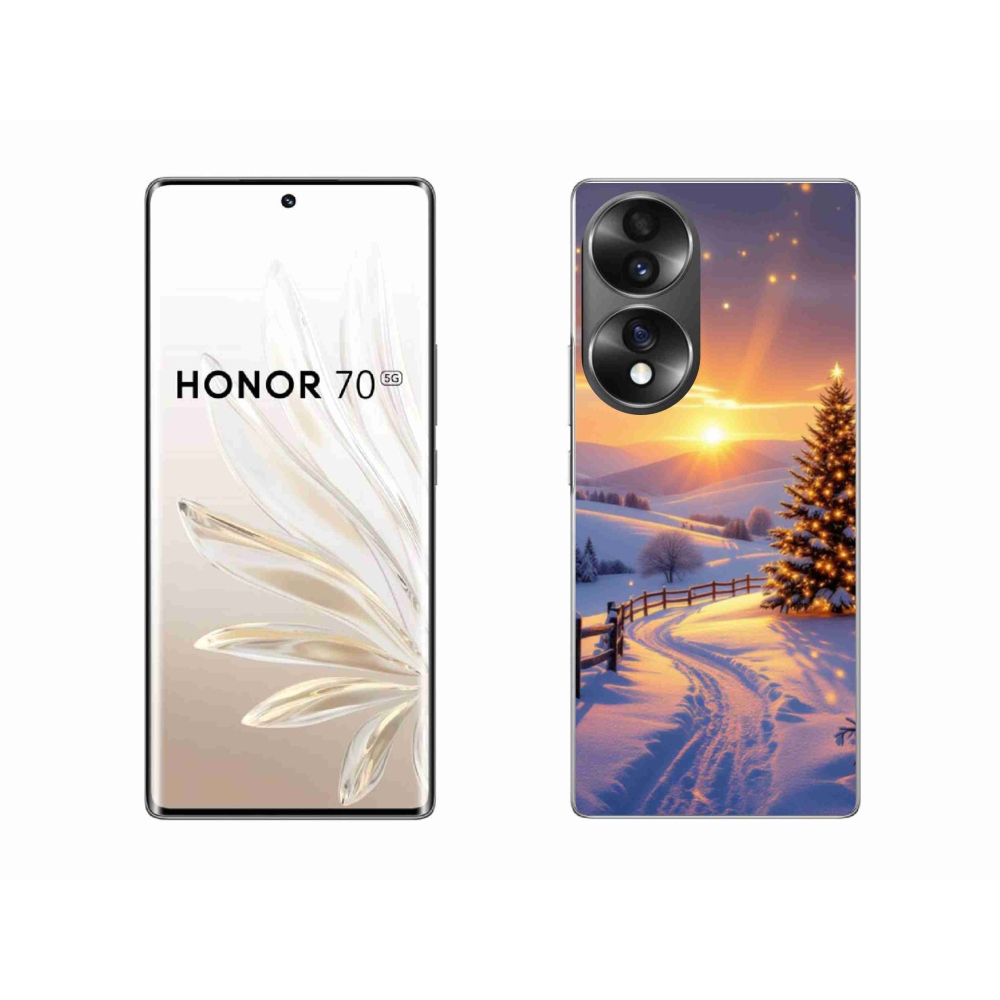 Zselés borítás mmCase a Honor 70 számára - téli tájkép