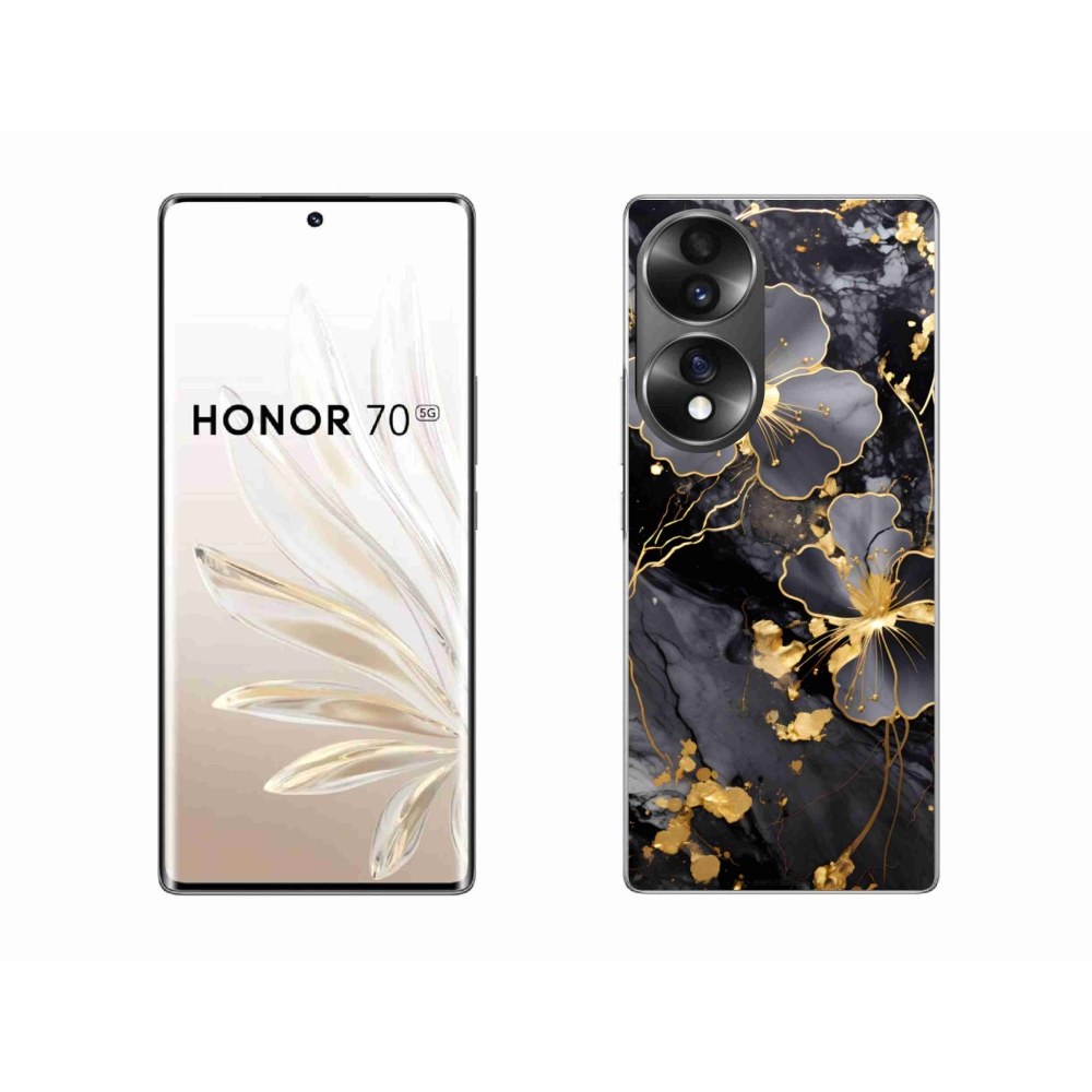 Zselés borító mmCase a Honor 70-hez - arany virágok