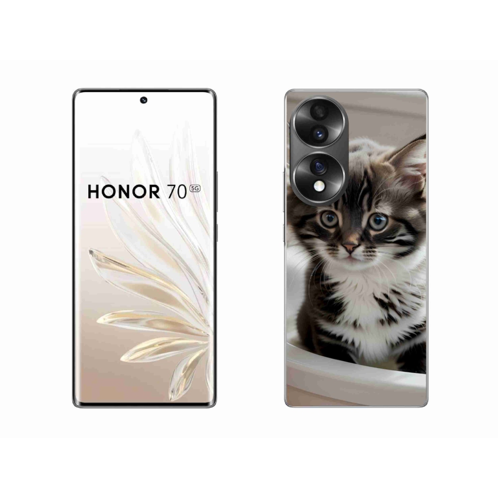 Zselés borítás mmCase a Honor 70 készülékhez - kíváncsi cica