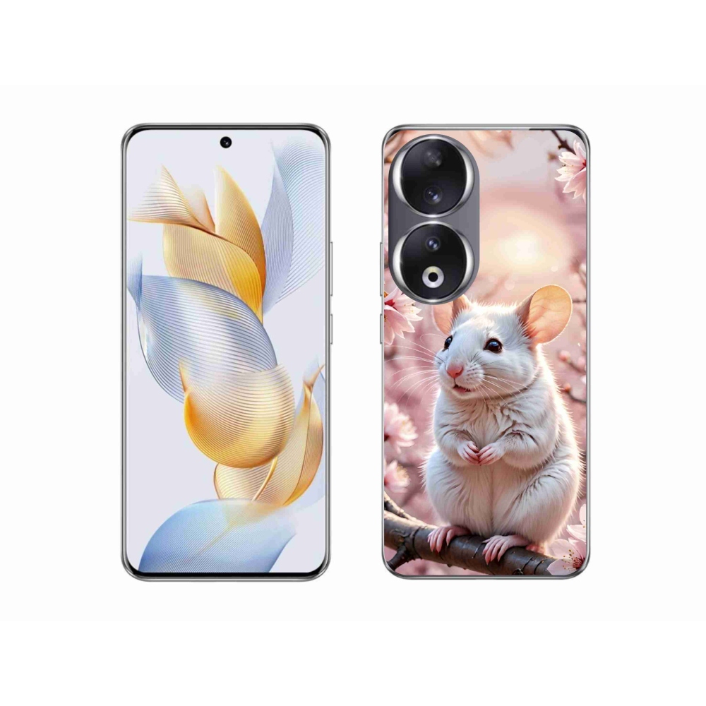 mmCase gél tok az Honor 90-hez – fehér egér egy ágon
