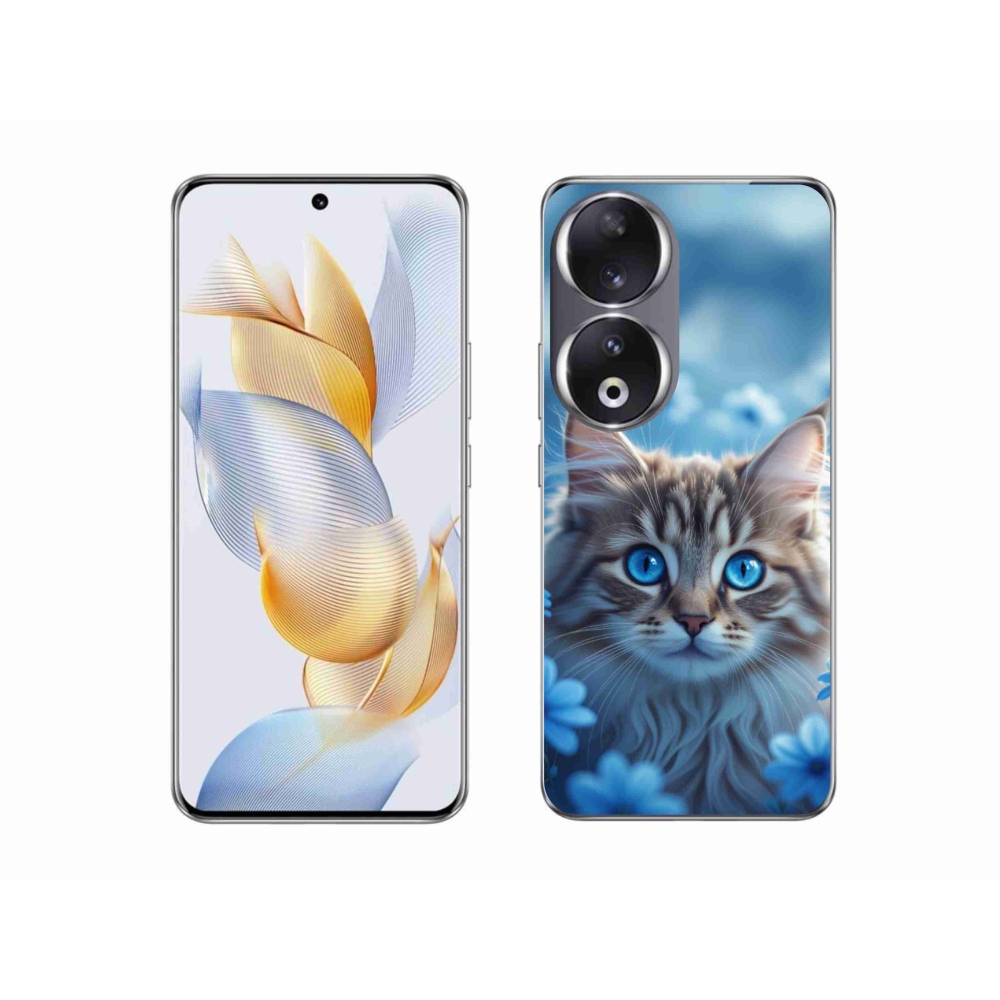 mmCase gél tok az Honor 90-hez – kiscica kék virágokkal