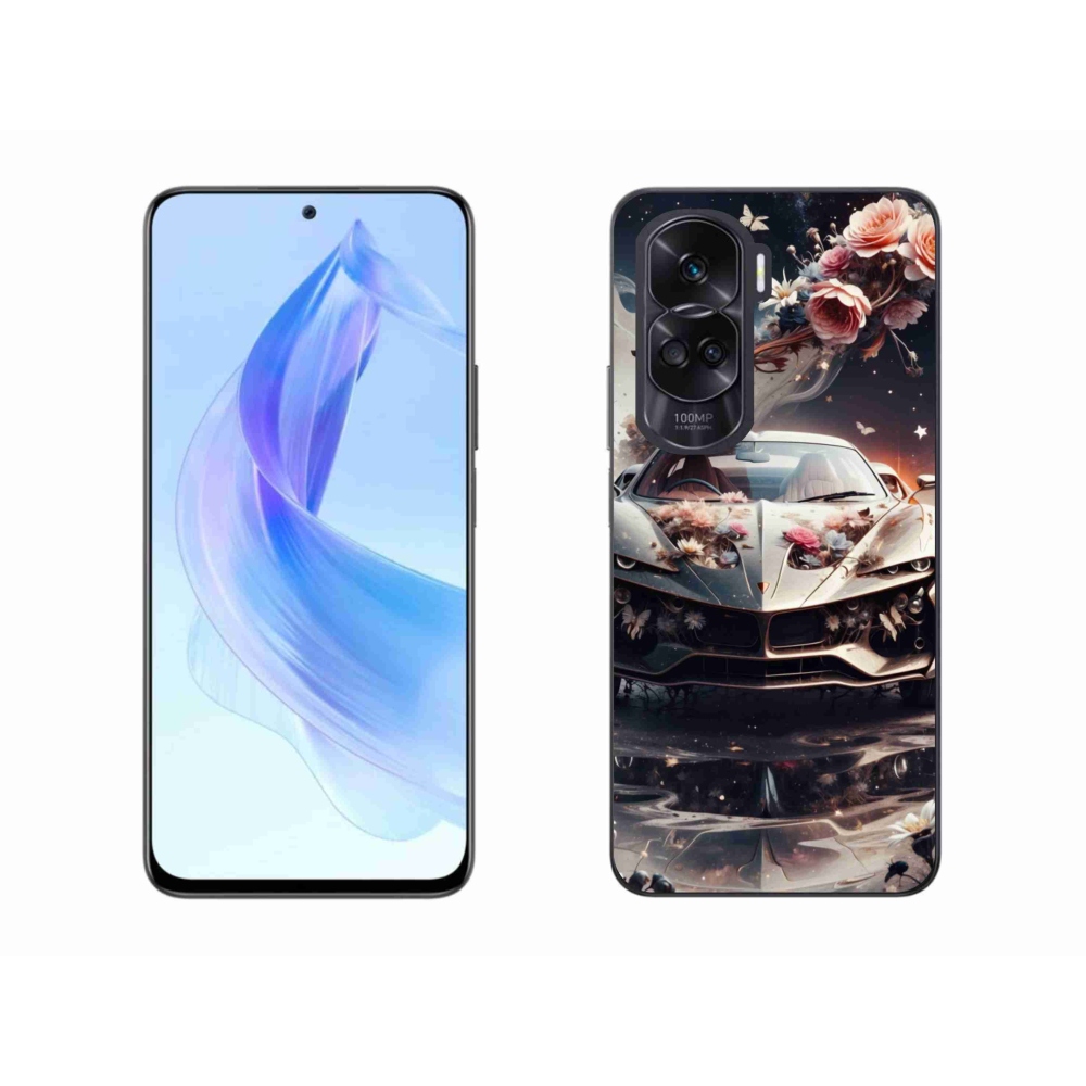Gél borítás mmCase a Honor 90 Lite-hoz - virágos sportkocsihoz