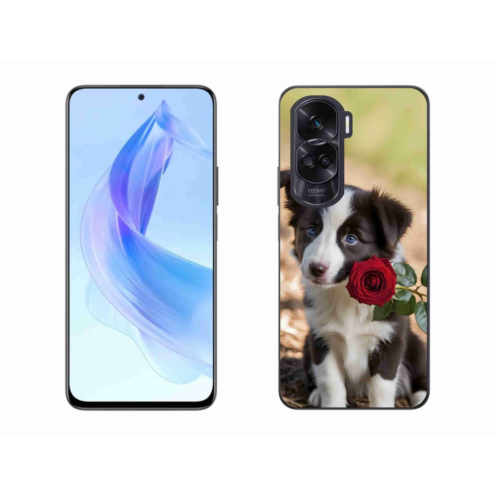 mmCase gél tok az Honor 90 Lite-hoz – aranyos border collie rózsával