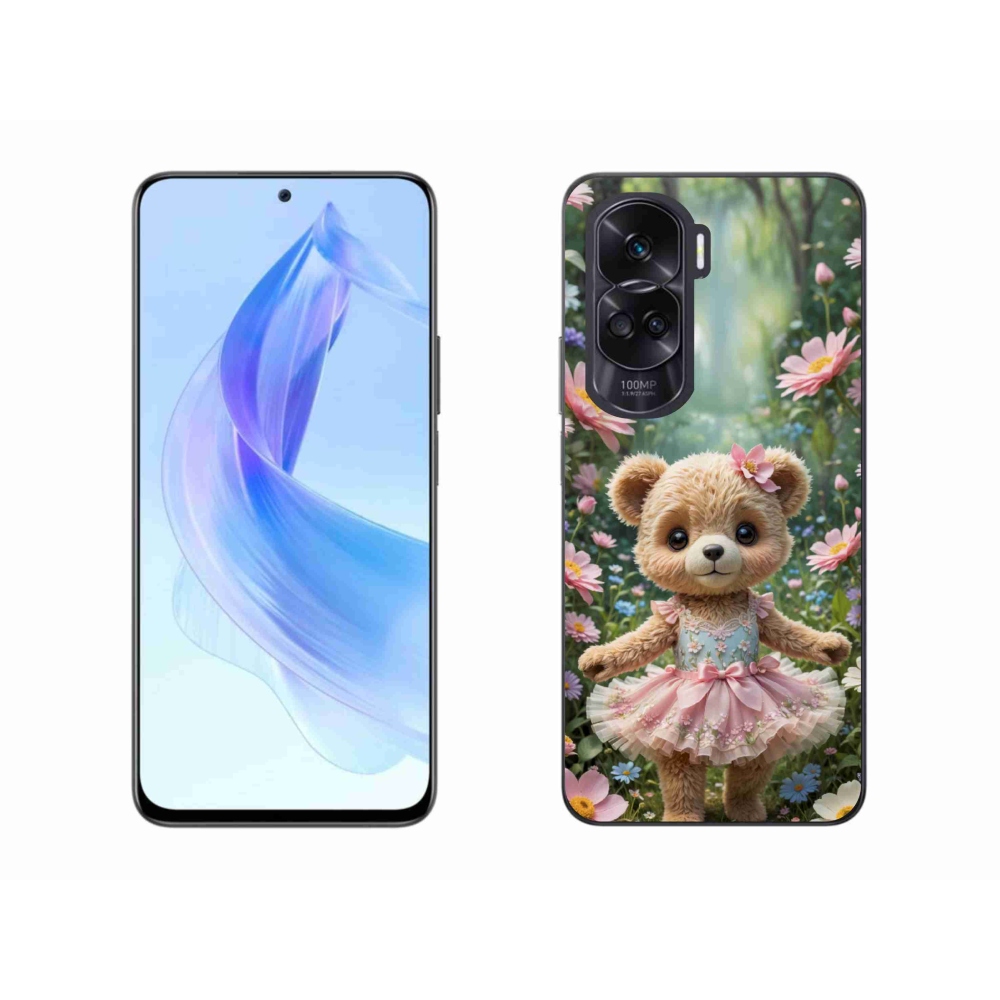 mmCase gél tok az Honor 90 Lite-hoz – aranyos mackó virágok között