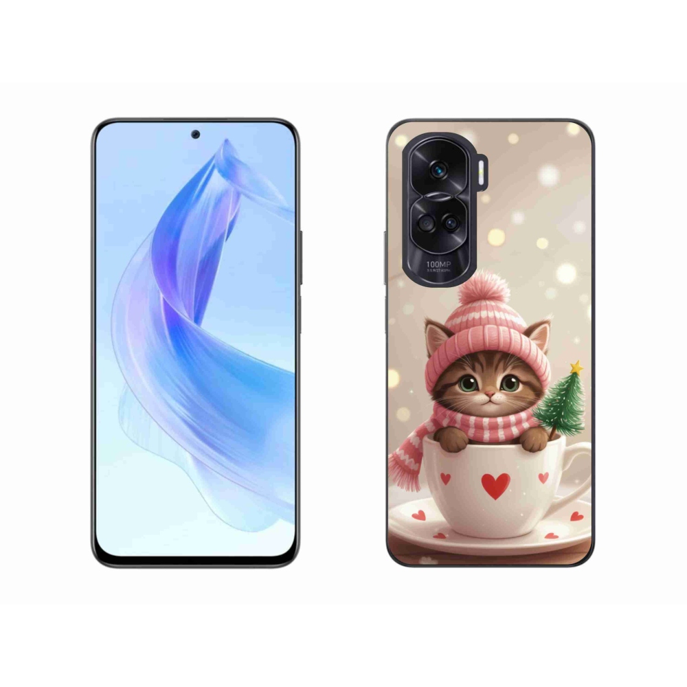 mmCase gél tok az Honor 90 Lite-hoz – karácsonyi cica csészében