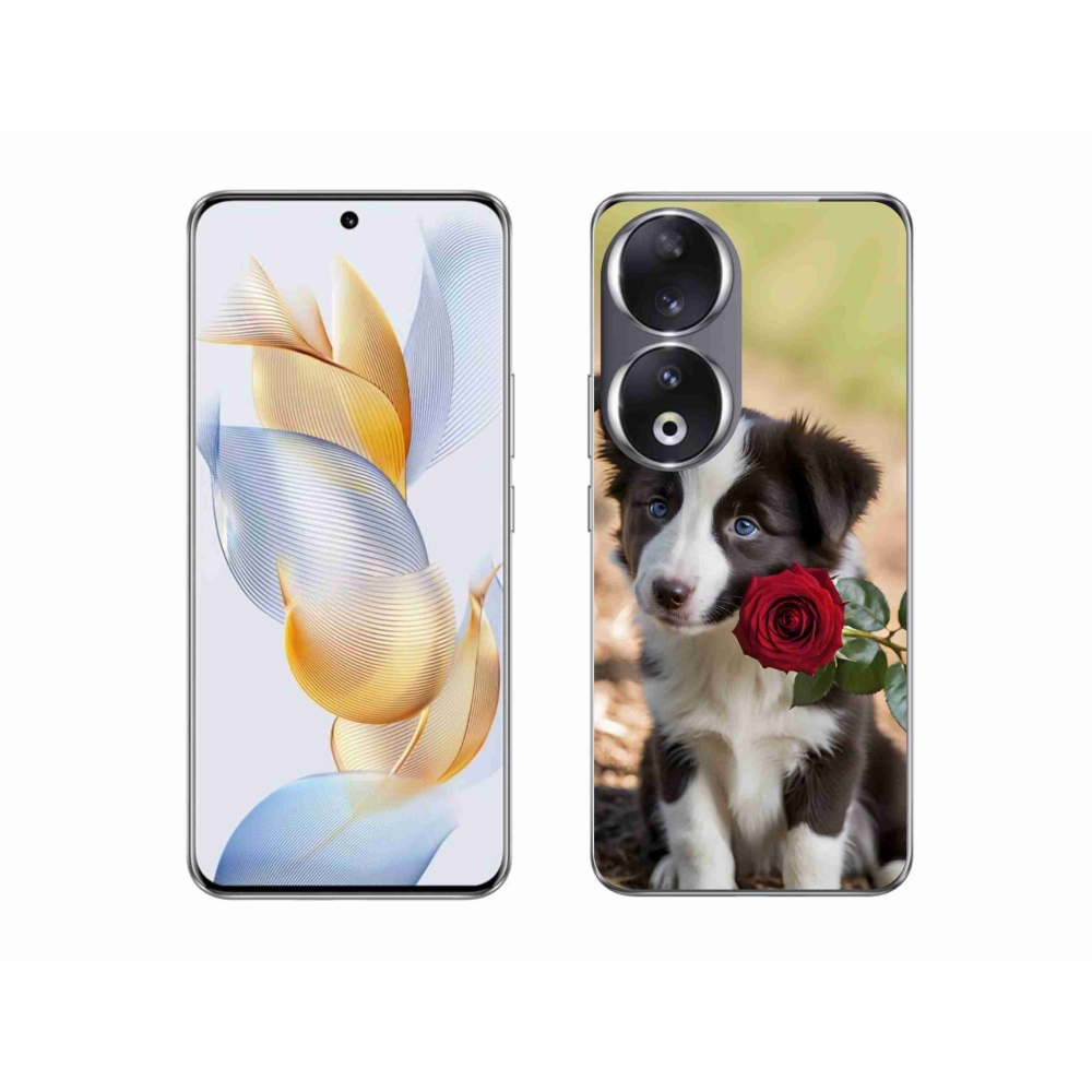 mmCase gél tok az Honor 90-hez – aranyos border collie rózsával