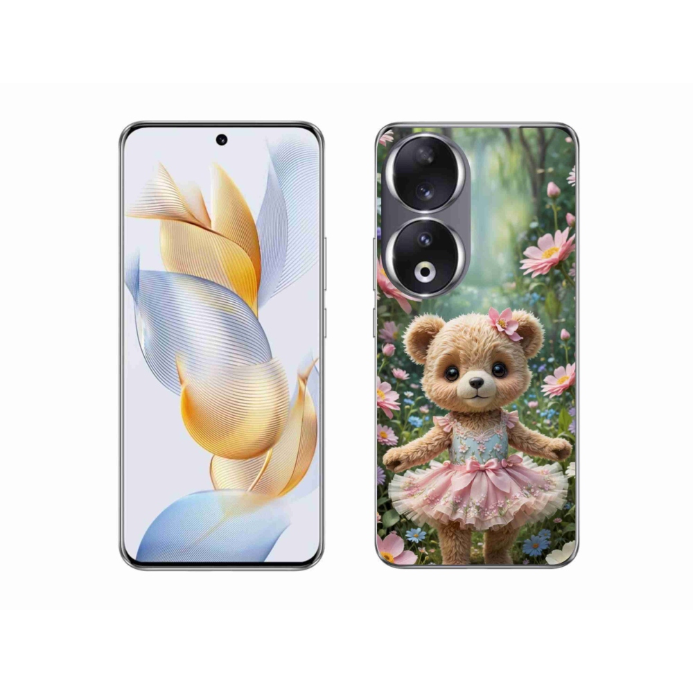 mmCase gél tok az Honor 90-hez – aranyos mackó virágok között