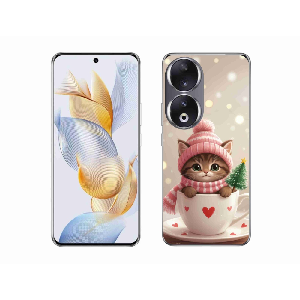 mmCase gél tok az Honor 90-hez – karácsonyi cica egy csészében