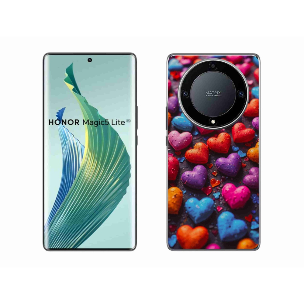 Gél borítás mmCase a Honor Magic 5 Lite 5G számára - színes szív