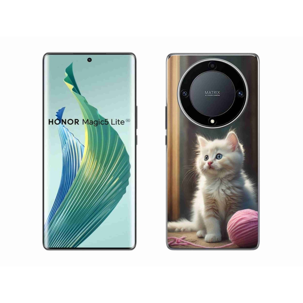 Zselés borítás mmCase a Honor Magic 5 Lite 5G készülékhez - fehér cica 2