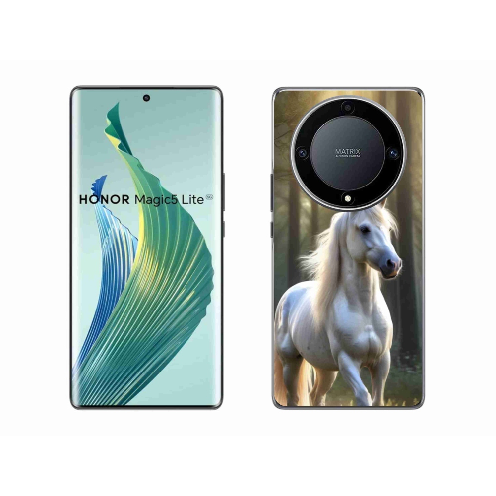 Zselés borítás mmCase a Honor Magic 5 Lite 5G számára - fehér ló 3