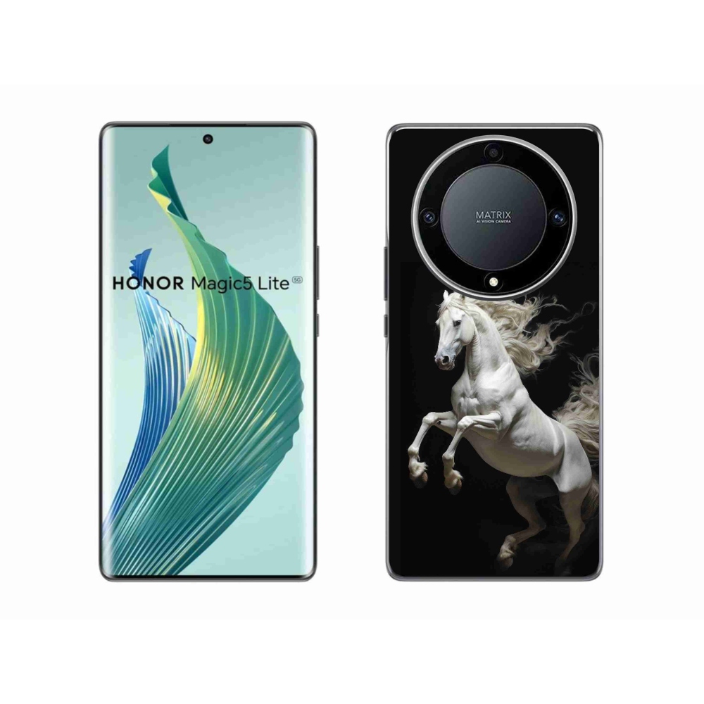 Zselés borítás mmCase a Honor Magic 5 Lite 5G számára - fehér ló 4