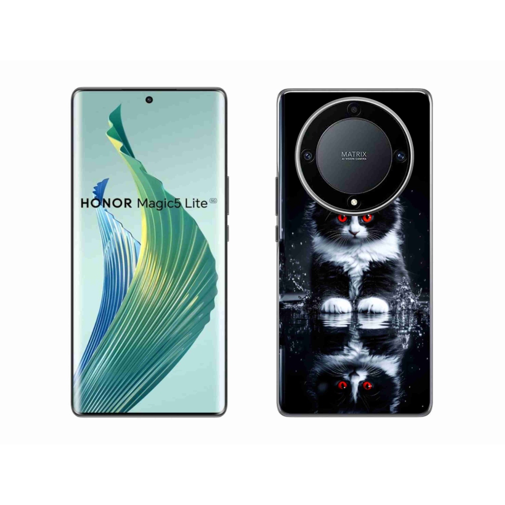 Zselés borítás mmCase a Honor Magic 5 Lite 5G számára - fekete-fehér cica