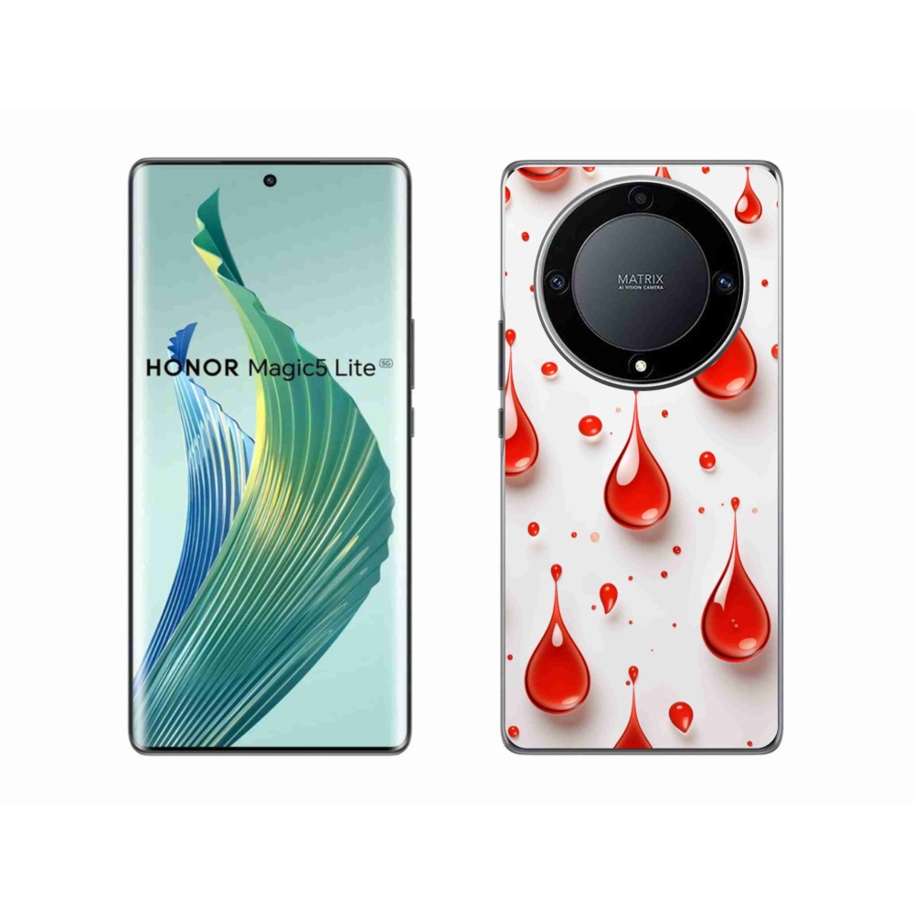 Zselés borítás mmCase a Honor Magic 5 Lite 5G számára - piros cseppek