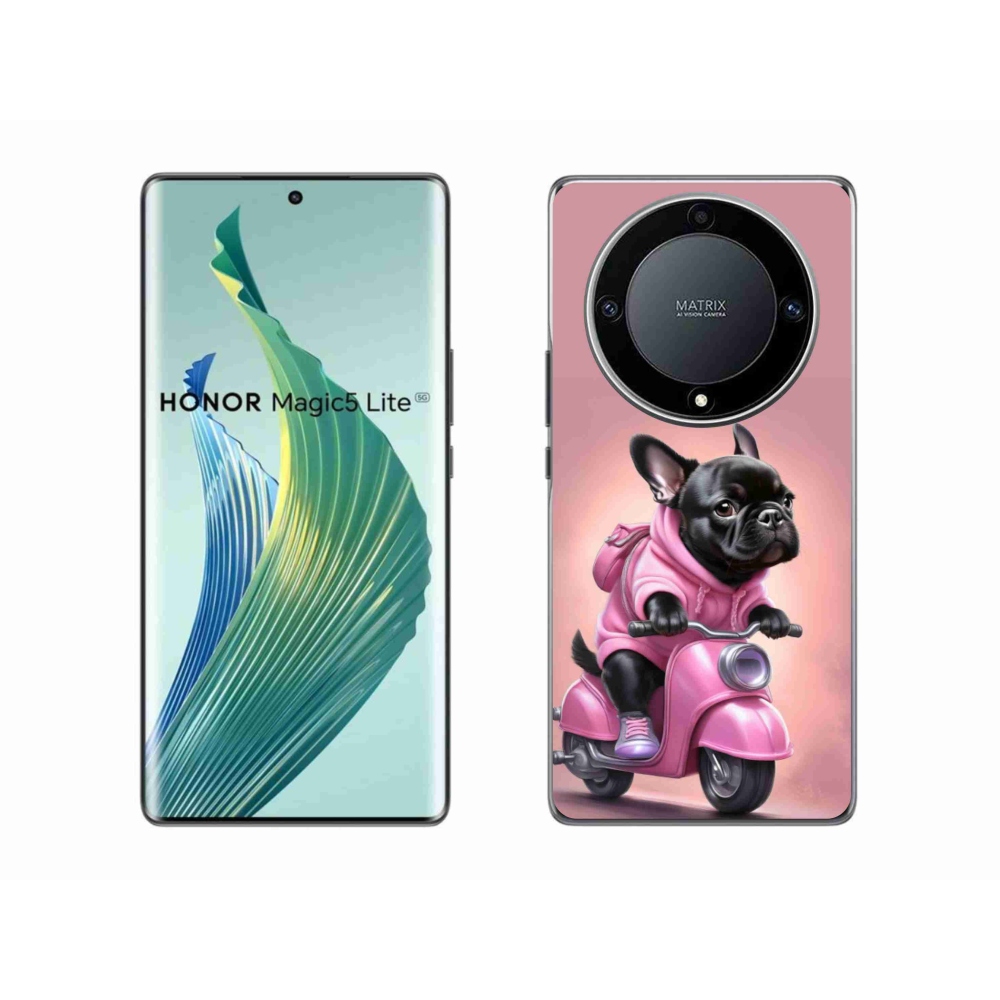Gél borítás mmCase a Honor Magic 5 Lite 5G számára - Francia bulldog egy robogón