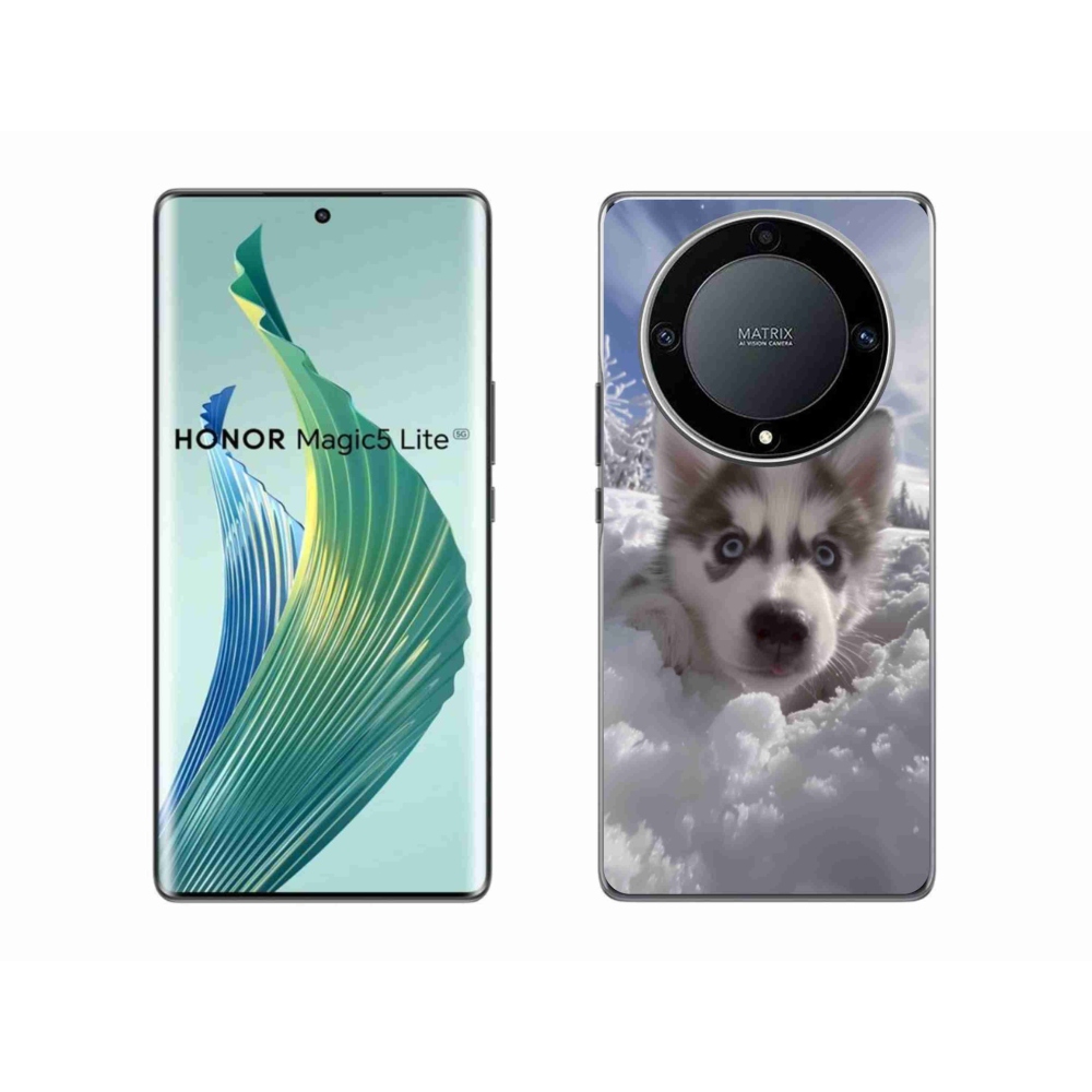 Gél borítás mmCase a Honor Magic 5 Lite 5G számára - husky a hóban