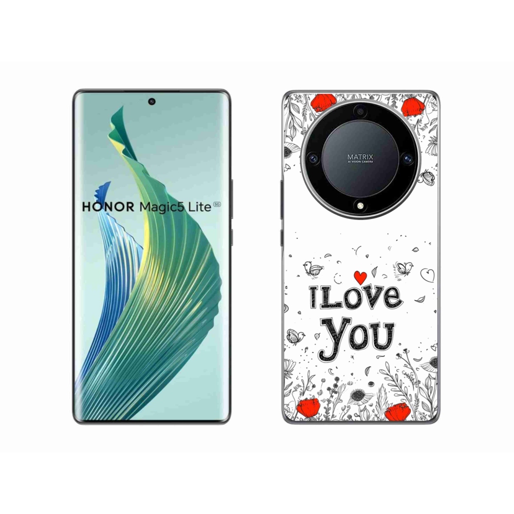 Gél borító mmCase a Honor Magic 5 Lite 5G számára - Szeretlek fehér háttérrel