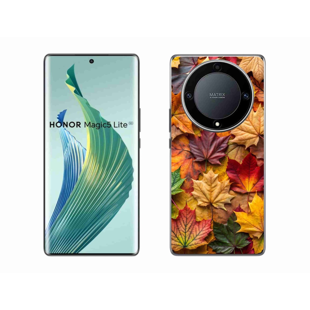 Zselés borítás mmCase a Honor Magic 5 Lite 5G számára - juharlevelek 2