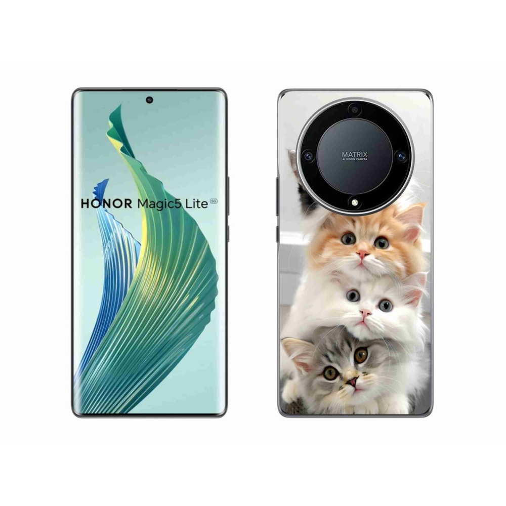 Zselés borítás mmCase a Honor Magic 5 Lite 5G számára - macska csokor