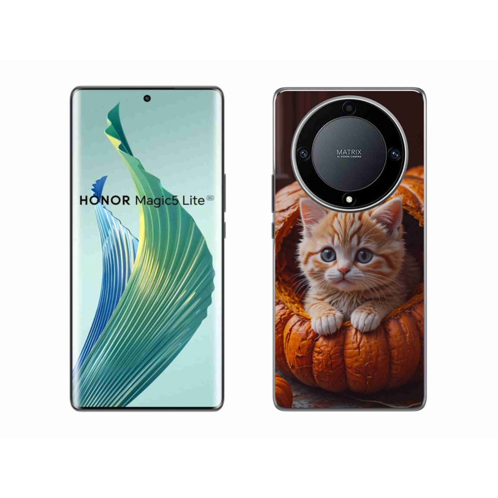 Gél borítás mmCase a Honor Magic 5 Lite 5G számára - cica és tök 2
