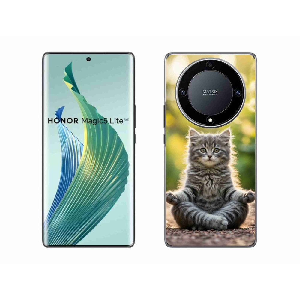 Gél borítás mmCase a Honor Magic 5 Lite 5G számára - meditáló cica
