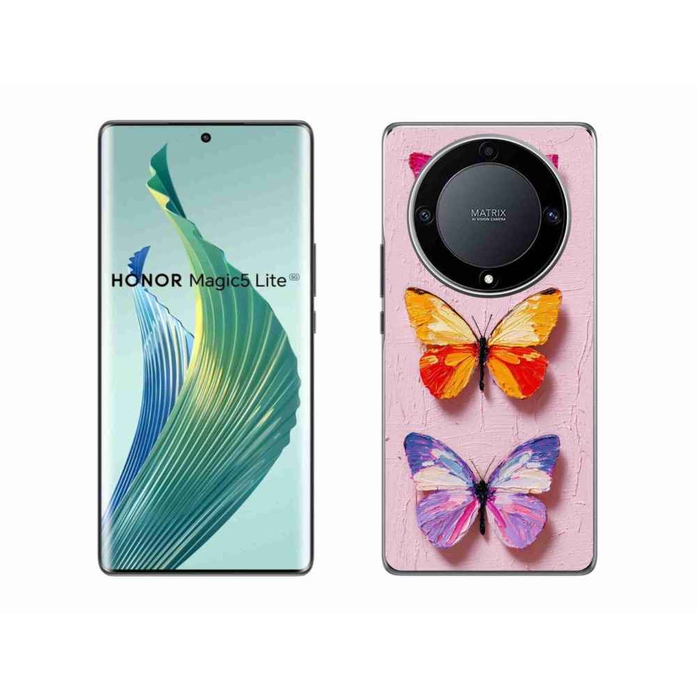 Gél borítás mmCase a Honor Magic 5 Lite 5G számára - pillangó szentháromság