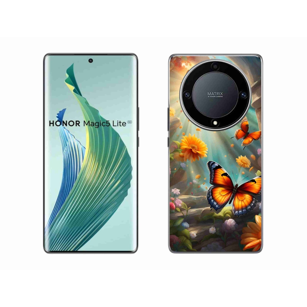 Gél borítás mmCase a Honor Magic 5 Lite 5G számára - pillangókert 2