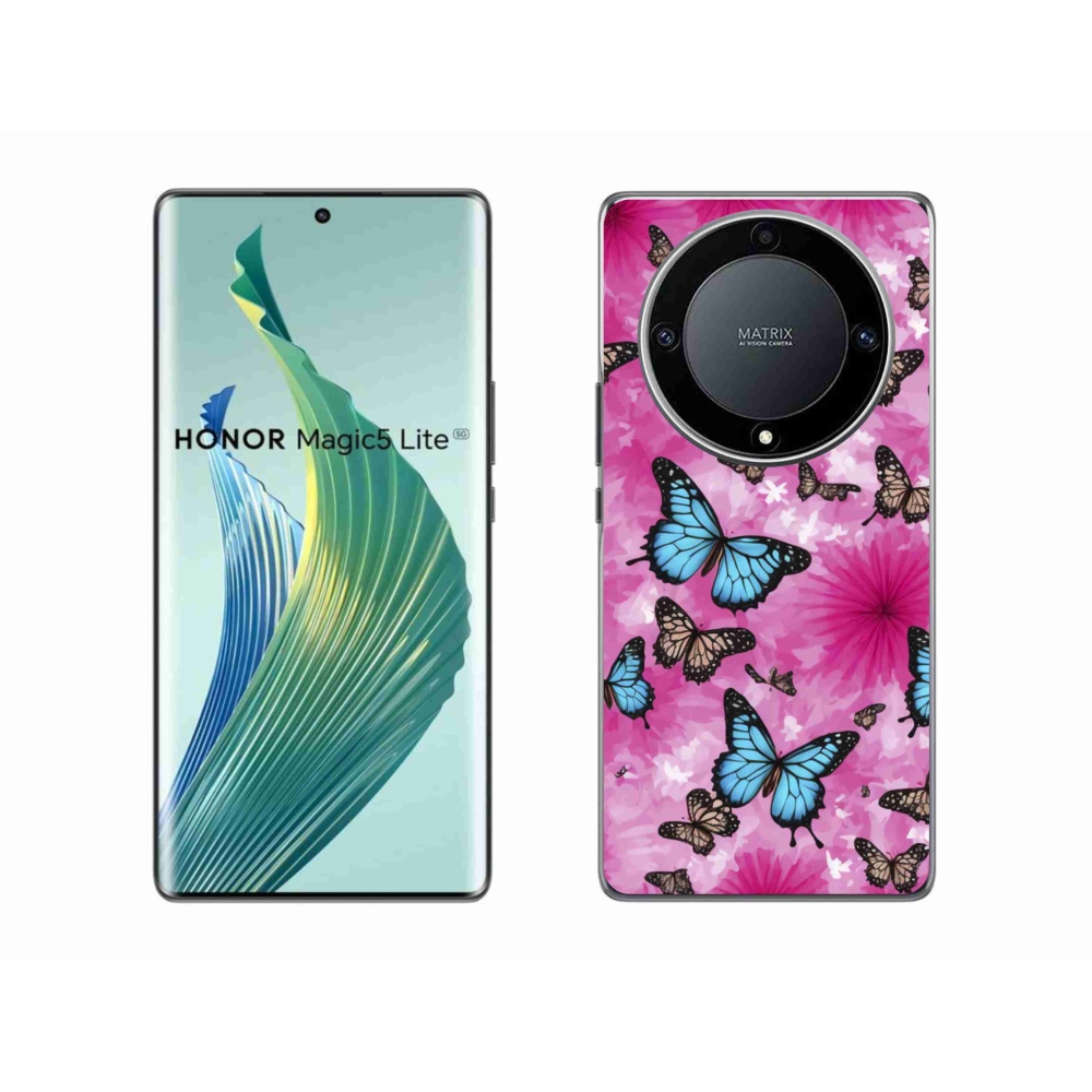Gél borítás mmCase a Honor Magic 5 Lite 5G számára - pillangókert