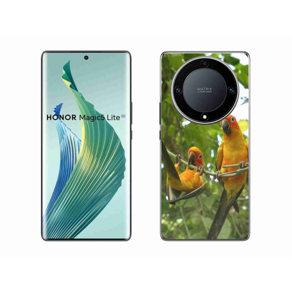 Gél borítás mmCase a Honor Magic 5 Lite 5G számára - papagájok aratingy