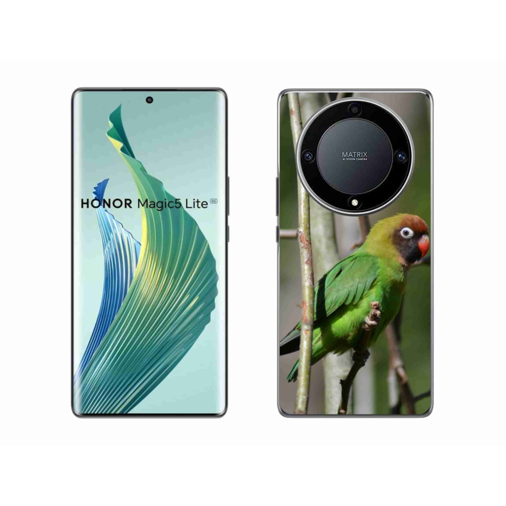 Gél borítás mmCase a Honor Magic 5 Lite 5G számára - papagáj agapornis