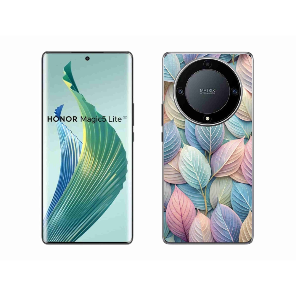 Zselés borítás mmCase a Honor Magic 5 Lite 5G számára - pasztell levelek