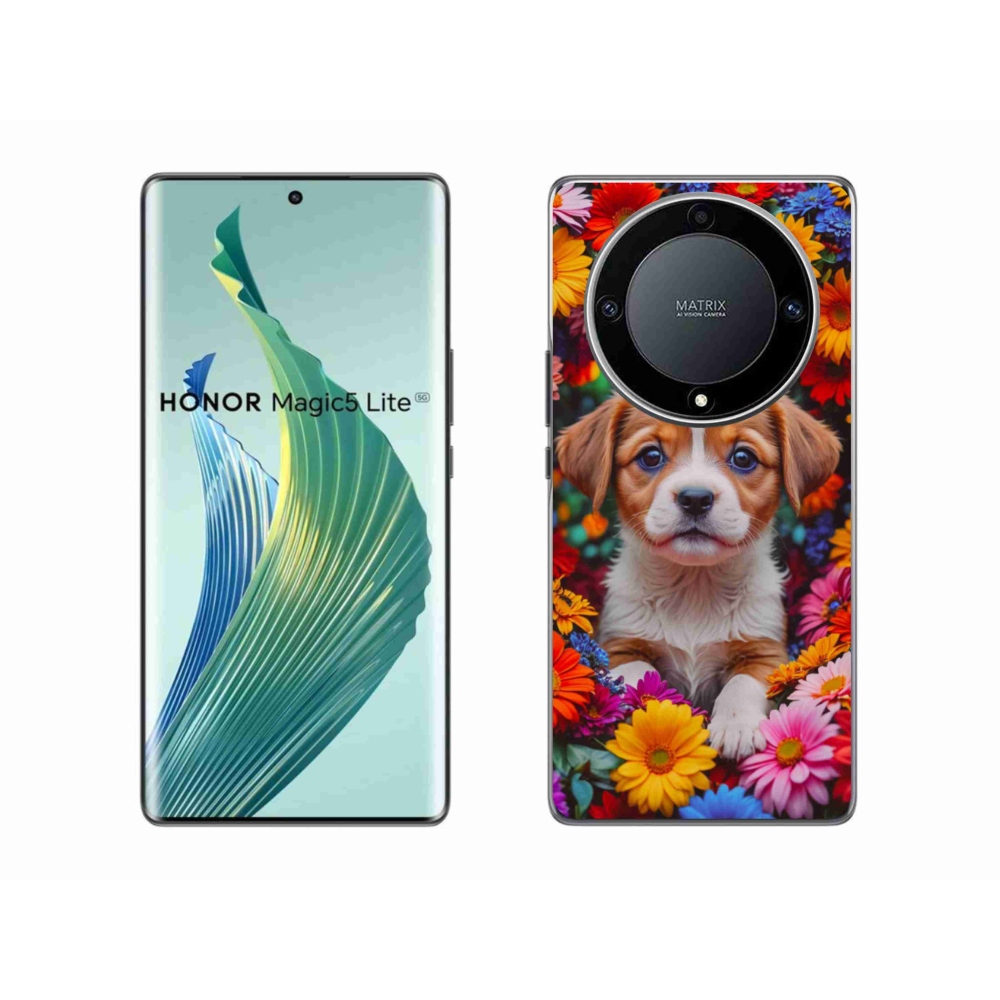 Gél borítás mmCase a Honor Magic 5 Lite 5G számára - aranyos kiskutya