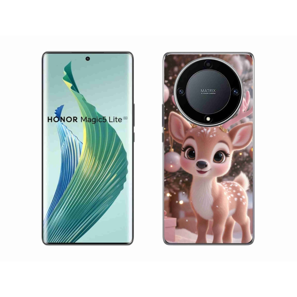 Zselés borítás mmCase a Honor Magic 5 Lite 5G számára - aranyos rénszarvas