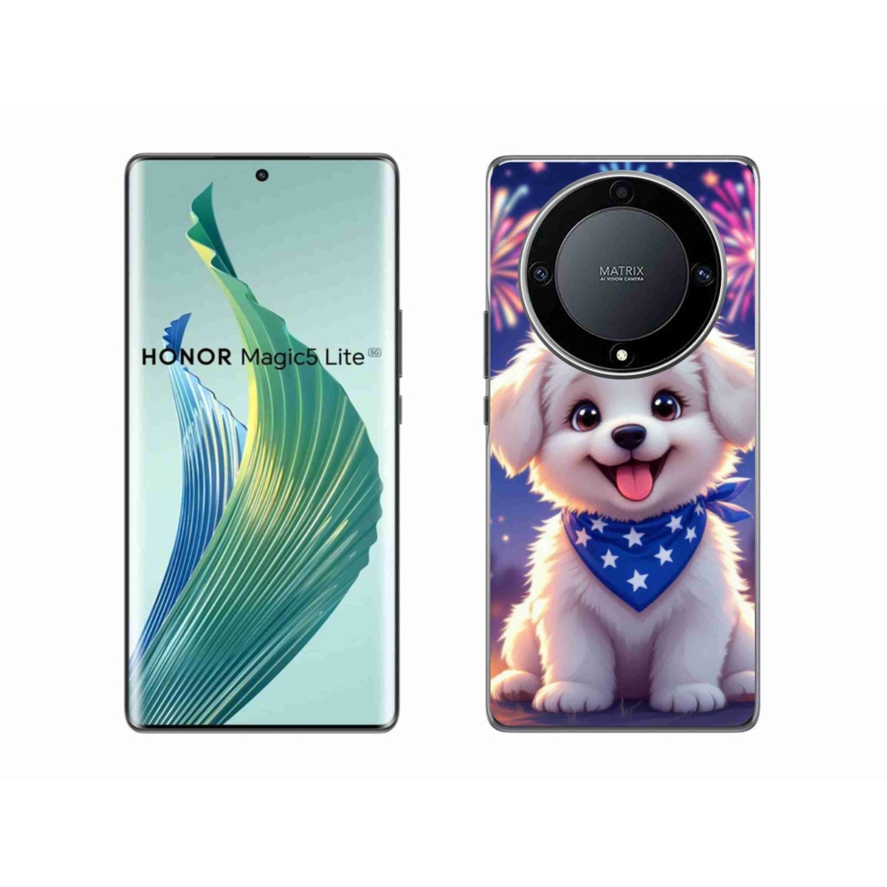 Gél borítás mmCase a Honor Magic 5 Lite 5G számára - ünnepi kölyökkutyakölyök