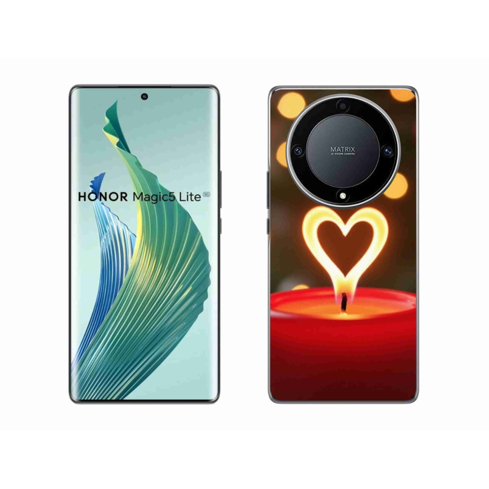 Zselés borítás mmCase a Honor Magic 5 Lite 5G számára - láng szíve