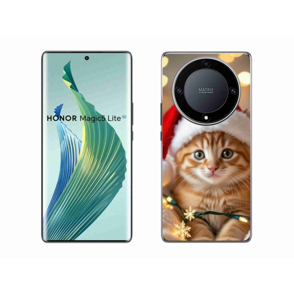 Gél borítás mmCase a Honor Magic 5 Lite 5G számára - Karácsonyi cica