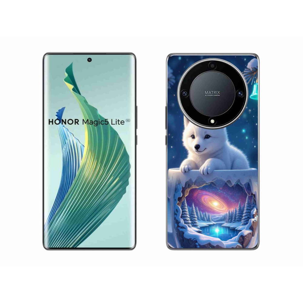 Gél borítás mmCase a Honor Magic 5 Lite 5G számára - Karácsonyi kölyökkutyakölyök