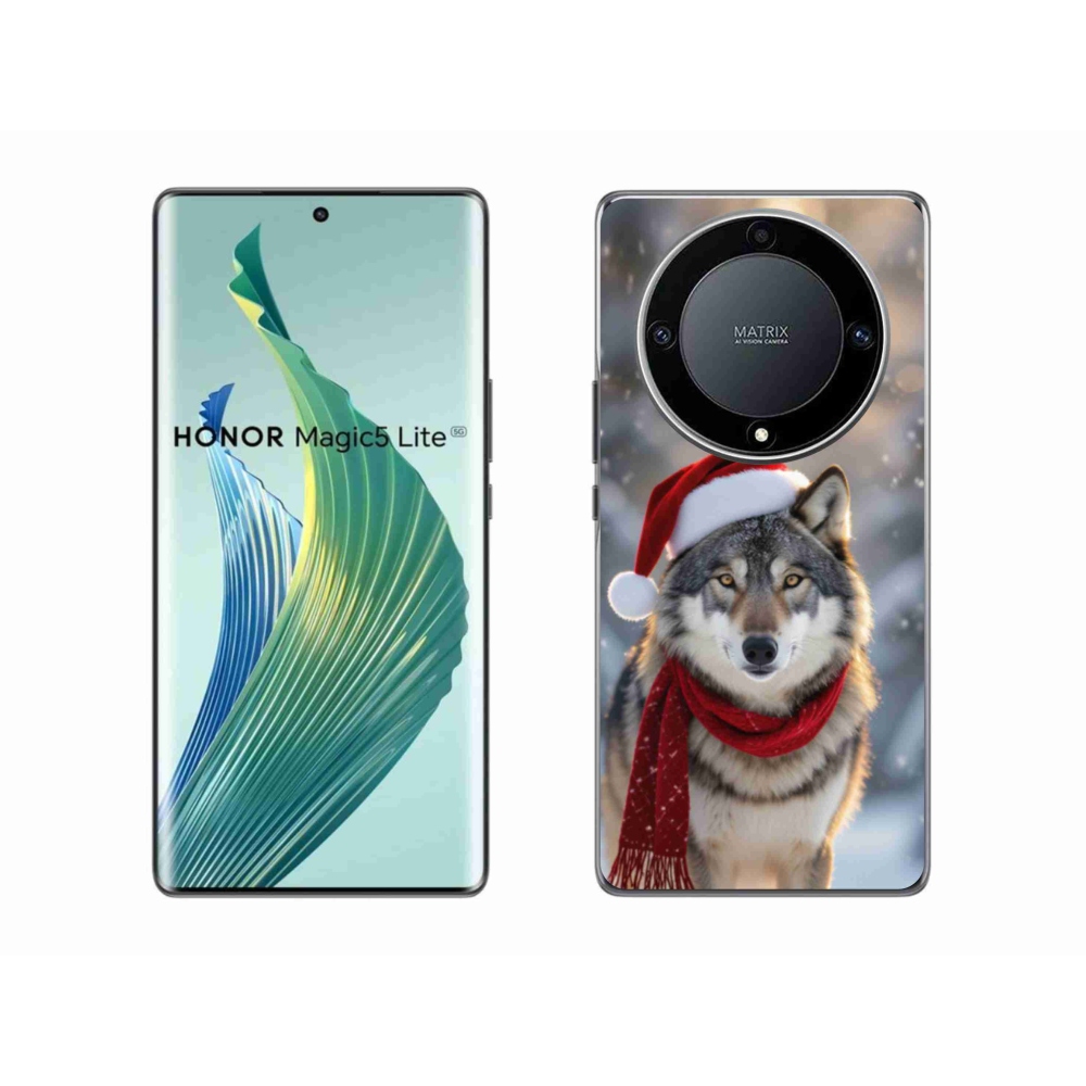 Gél borítás mmCase a Honor Magic 5 Lite 5G számára - Karácsonyi farkas