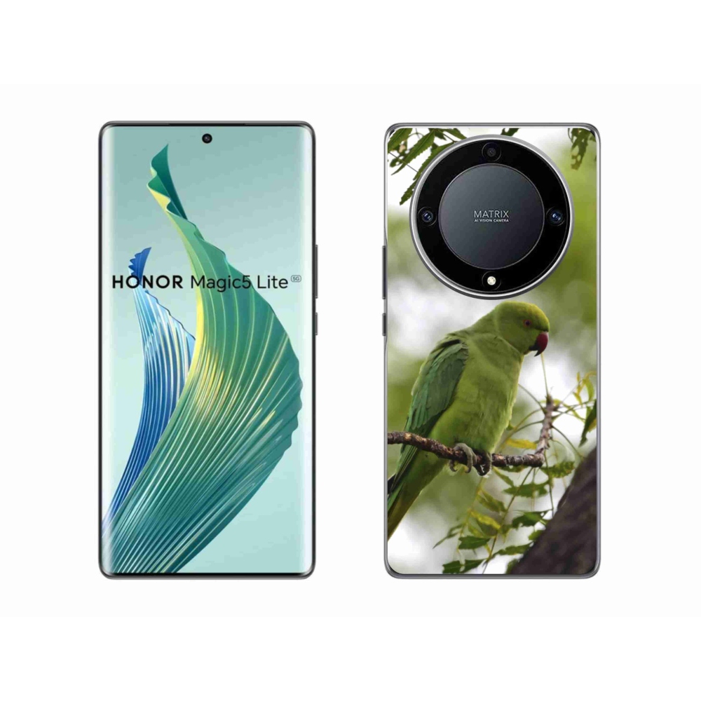 Zselés borítás mmCase a Honor Magic 5 Lite 5G készülékhez - zöld papagáj
